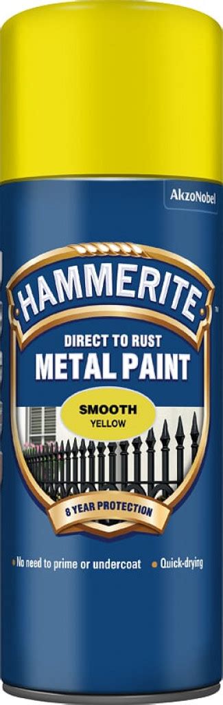 Hammerite Metal Paint Smooth Yellow 400ml Aerosol (6) | N&C Tiles and Bathrooms