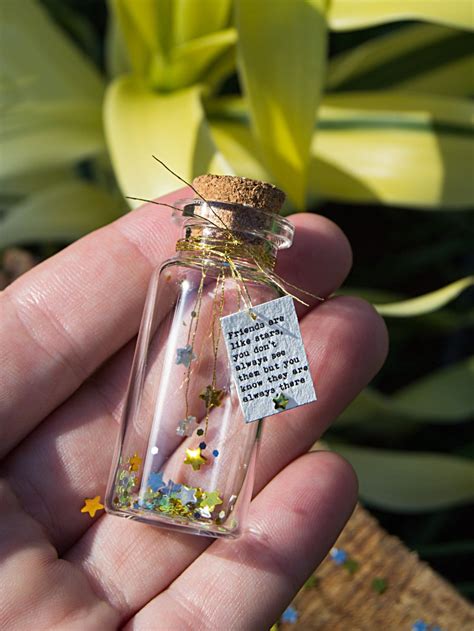 Friends Are Like Stars. Tiny Message in a Bottle. Miniatures. Personalised Gift. Funny Card ...