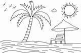 Premium Vector  Handdrawn Summer Sunset Tropical beach Line Art sketch template