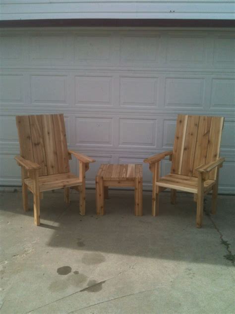 DIY cedar chairs and table | Outdoor chairs, Barn wood, Outdoor decor