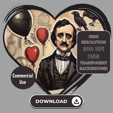 Poe Valentines PNG, Dark Valentine Edgar Allan Poe DIY Gift for Book ...