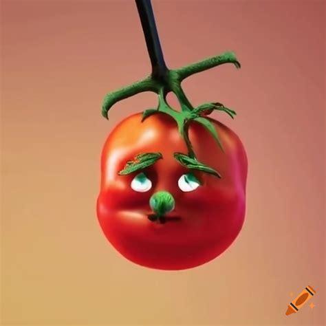 Funny animated tomato on trapeze