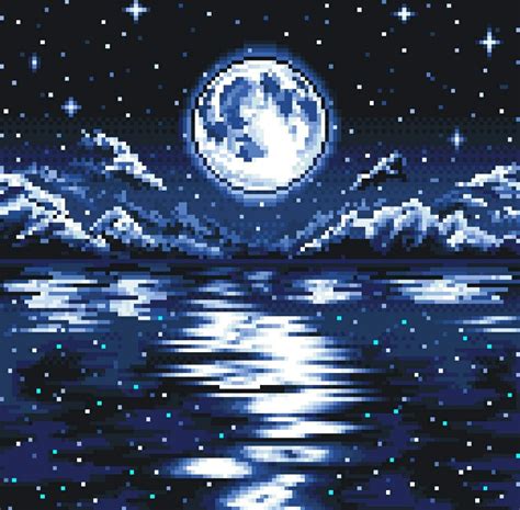 #Eternal #MoonLight #NightSky #PixelArt in 2022 | Anime pixel art, Landscape art, Pix art