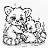 Cute Red Panda Family Coloring Page Stock Illustration  sketch template