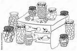 Coloring Book Page For Adult And Children Set Of Glass Jars With Jam  sketch template