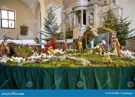 Christmas Nativity Scene in Local Church Made with Great Care and Devotion. Stock Photo - Image ...