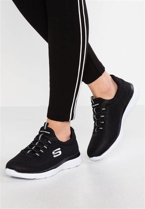 Skechers Wide Fit SUMMITS WIDE FIT - Sneakers laag - black/white/zwart - Zalando.nl