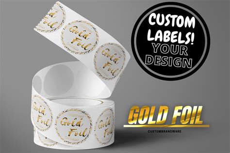 Custom GOLD Foil Labels Stickers, Clear Bopp Custom Design Gold Chrome Stickers, Circle Gold ...