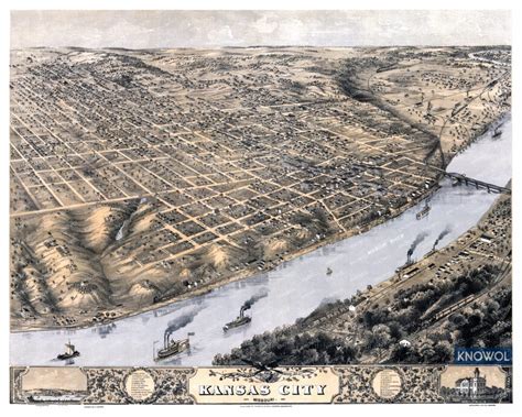 Beautifully restored map of Kansas City, Missouri from 1869 - KNOWOL