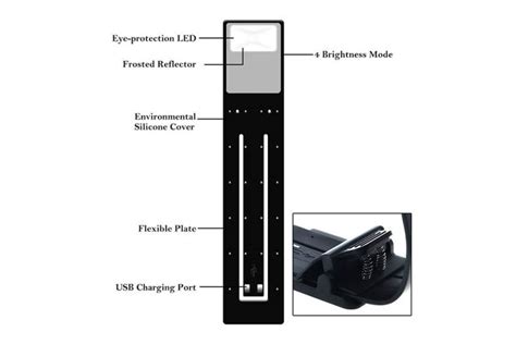 Utorch Kindle LED Clip Reading Light USB Folding Rechargeable Portable Lamp (BLACK) - Interiorbot