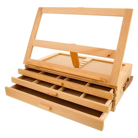 Grand Solana Adjustable Wooden 3-Drawer Storage Box Easel, Premium Beechwood - Portable Wood ...