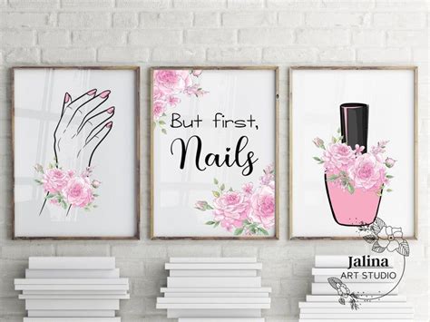 Nail Salon Wall Art, Printable Wall Art for Nail Studio Set of 4 Prints With Nail Tech Quote ...