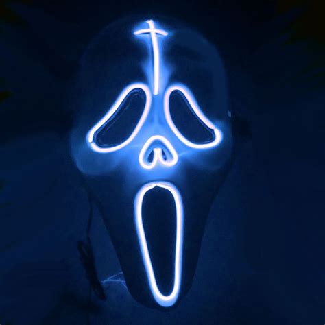 LED Glowing Mask Halloween Ghost Face Fluorescent Dance Party EL Mask ...