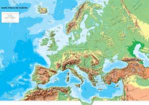 Mapa físico de Europa Mapa de ríos y montañas de Europa. IGN - Mapas ...