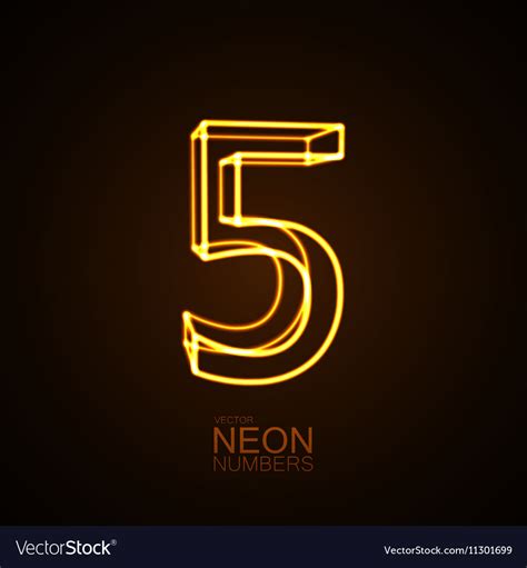 Neon 3d number 5 Royalty Free Vector Image - VectorStock