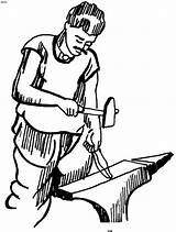 DIBUJO DE HERRERO HACIENDO UN CUCHILLO CON MARTILLO EN YUNQUE  sketch template