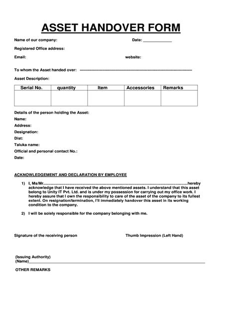 Asset Handover Letter Format In Word Fill Out And Sign Printable Pdf | My XXX Hot Girl