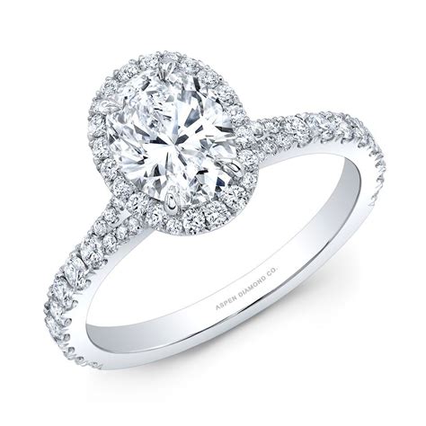 Oval Diamond Halo Engagement Ring in Platinum - Bridal