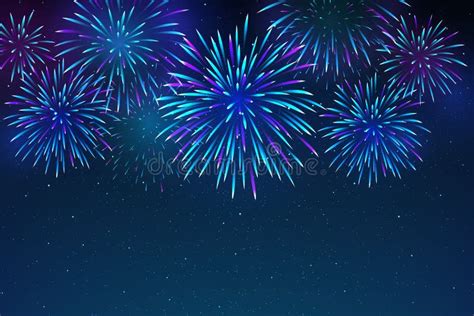 Colorful Fireworks on a Dark Blue Background. Beautiful Festive Sky for Bright Design. Bright ...