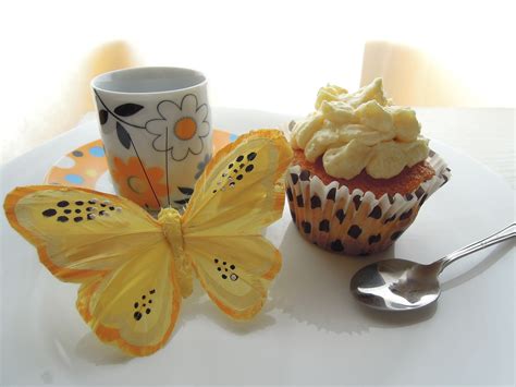 Free Images : coffee, flower, food, insect, butterfly, yellow, cupcake, baking, dessert, pastry ...