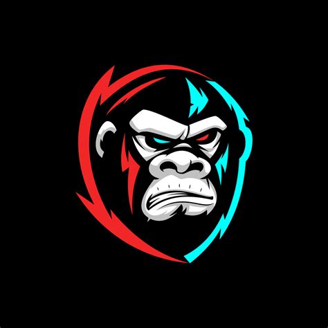 Angry gorilla mascot esport emblem logo with glitch color. Illustration ...