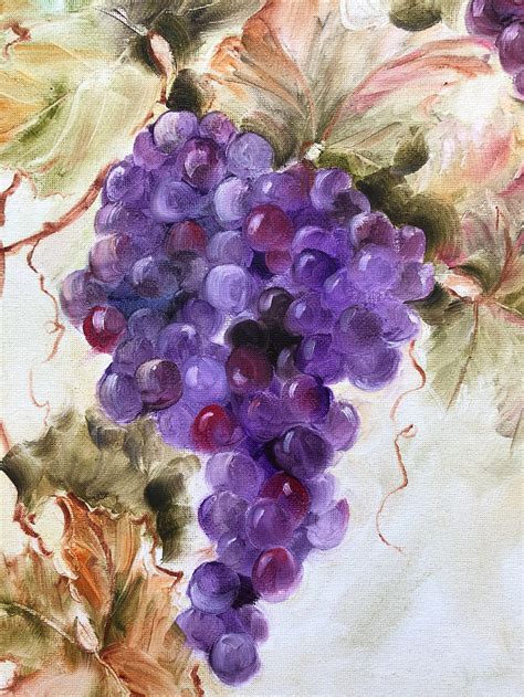 Handpainted clusters of purple grapes in oil on canvas 12 x 16 | Etsy