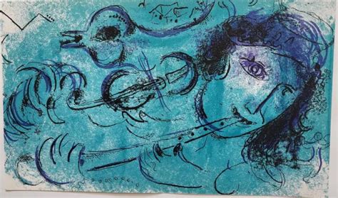 MARC CHAGALL ORIGINAL Lithograph "Flute Player" 1957 Mourlot 197 w ...