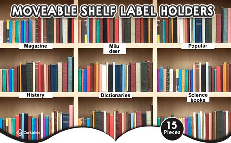 Amazon.com : 15 Pieces Moveable Shelf Label Holders Clear Shelves Tags Moveable Library Shelf ...