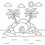 Premium Vector  Island coloring page For Kids Summer Outline Doodle sketch template