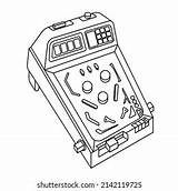Outline Vintage Game Pinball Machine Flat Stock Vector Royalty Free  sketch template
