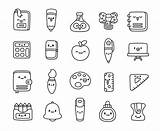 Premium Vector  Cute Kawaii school supplies Coloring Page sketch template