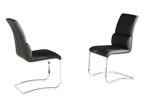 Two Phoenix Black Leather Dining Chairs Chrome Legs