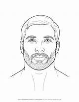 Male Portrait With Beard Coloring Page  Front View sketch template