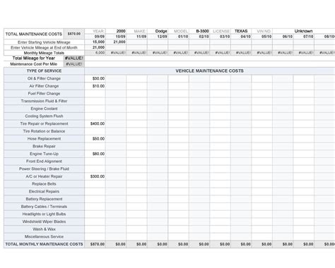 Printable Truck Maintenance Log