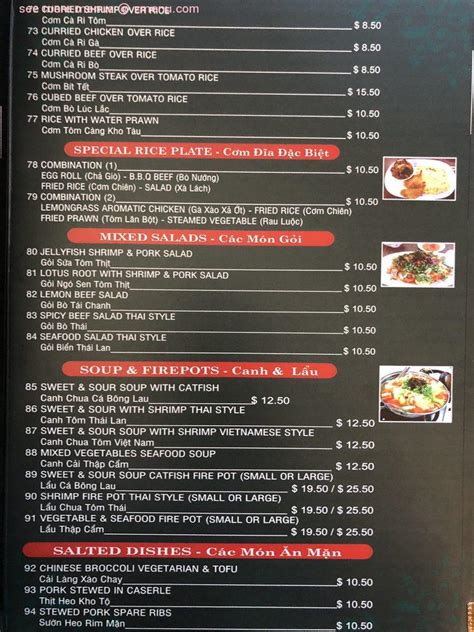 Menu at Saigon Restaurant, Albuquerque