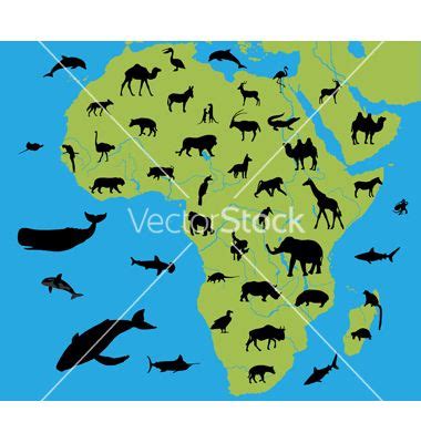 Animals on the map of africa vector 1156464 - by Viktoria1703 on VectorStock® Vpk, Africa Map ...