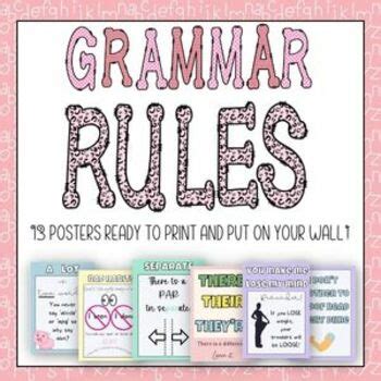 Grammar Rules Posters by Studio BanDia | TPT