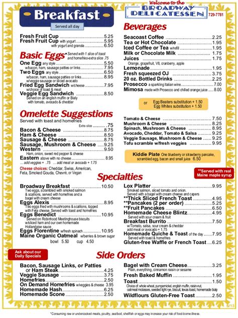 Broadway Deli Menu 2019 PG2 - Bath, Brunswick, Topsham, Harpswell ...