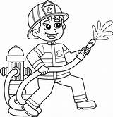 Firefighter With A Fire Hydrant Isolated Coloring 45389845 Vector Art  sketch template