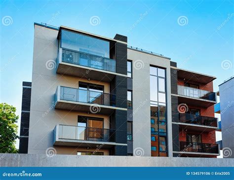 Facade of Modern Luxury Apartment Building Architecture Stock Photo - Image of view, terrace ...