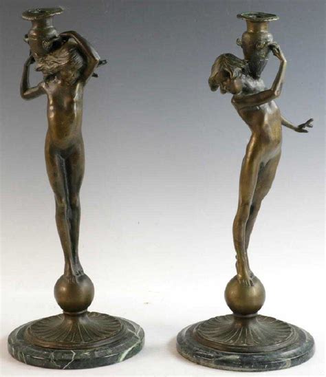 McCartan Art Nouveau Bronze Candlesticks