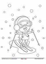Girl Skiing In Snow Cartoon coloring Page  KidzeZone sketch template