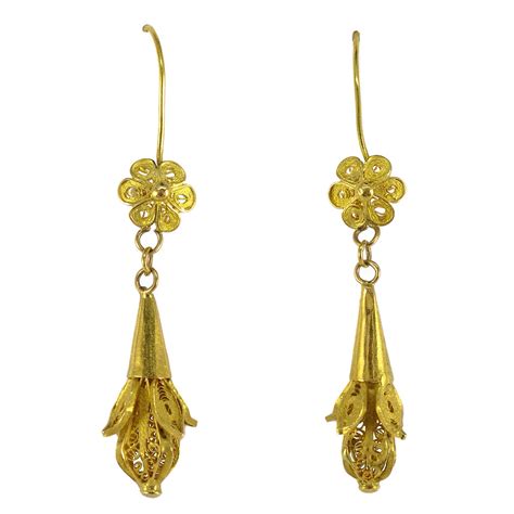 Antique 14ct Gold Filigree Drop Earrings - Antique And Vintage Elegance Online Australia ...