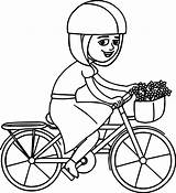 Cool Girl Riding Pink Bicycle With Basket Coloring Page Pages  sketch template