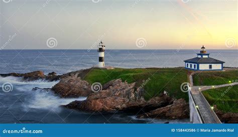 Illa pancha lighthouse stock photo. Image of bridge - 158443586