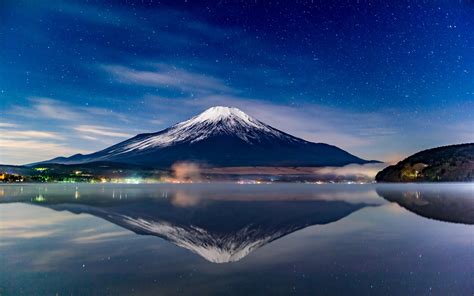 2880x1800 Mount Fuji Night Reflections Macbook Pro Retina HD 4k Wallpapers, Images, Backgrounds ...