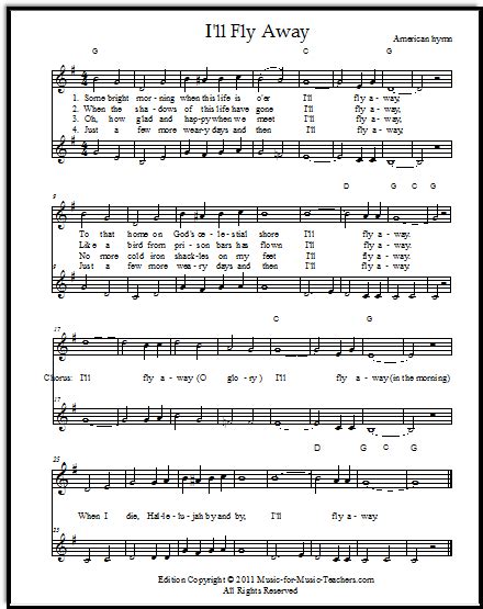 "I'll Fly Away" Free Fiddle Sheet Music & Easy Guitar Tabs