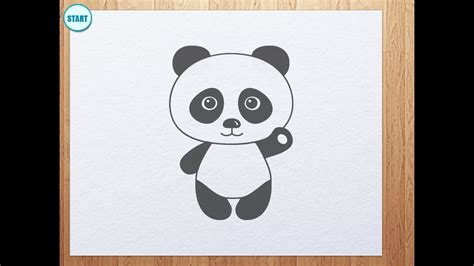 How to draw panda bear (panda is waving its hand) - YouTube