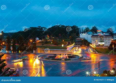 Downtown of night Dalat editorial photo. Image of asia - 46316211