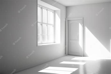 Premium Photo | White Empty room with one window casting sunlight, 3D ...